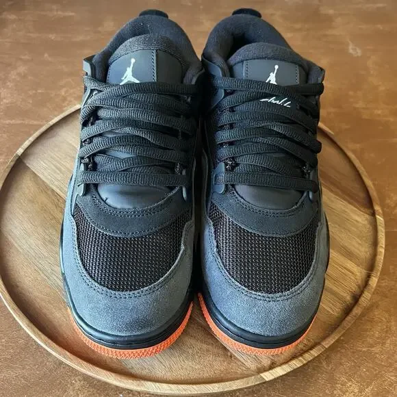 Air Jordan 4 RM Black Gray Starfish Low Shoes Sneakers Mens Sizes 11